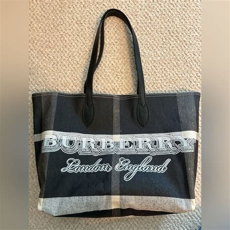 BURBERRY Coated Canvas Mega Check Medium Doodle Tote 